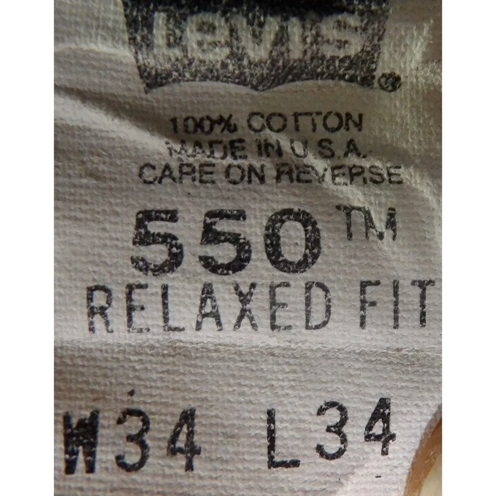 VTG 90s Levis 550 Jeans Men W34 L34 Made USA Light Wash Relaxed Tapered Leg Blue